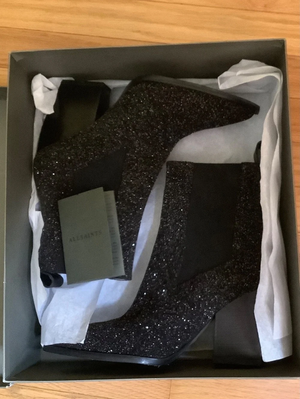 AllSaints Ria Sparkle Bootie Black SZ EU 40/US 9.5